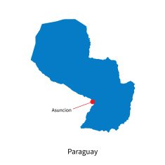 Detailed vector map of Paraguay and capital city Asuncion N2