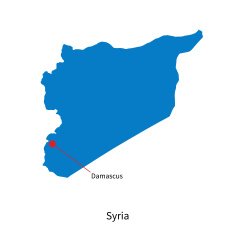 Detailed vector map of Syria and capital city Damascus N2