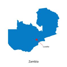 Detailed vector map of Zambia and capital city Lusaka N2
