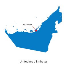 Detailed vector map of United Arab Emirates and capital city N2