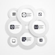 Paper circle infographic web template with media icons N2