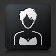 Black Square Button with Female Face Icon N36