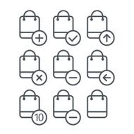 Different shopping icons set with rounded corners