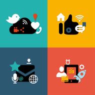Set of modern flat design social media compositions