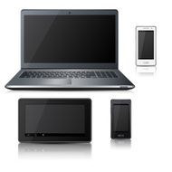 phone laptop tablet with reflection
