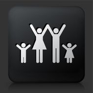 Black Square Button with Stick Figure Family Icon N2