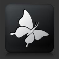 Black Square Button with Butterfly Icon