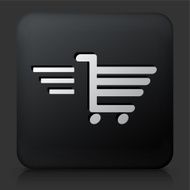 Black Square Button with Shopping Cart Icon N7