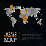 Three dimensional polygonal world map and infographics templates