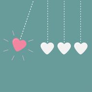Four hanging hearts dash line Perpetual motion Love card