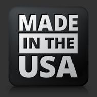 Black square button with Made In USA Sign