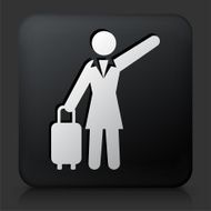 Black Square Button with Traveling Businesswoman