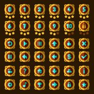 Steam punk flat game buttons set