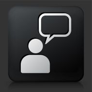 Black Square Button with Chat Bubble Icon N4