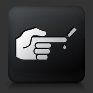 Black Square Button with Checking Glucose Levels Icon