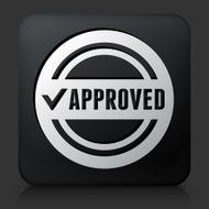 Black Square Button with Approved Sign N2