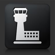 Black Square Button with Air Traffic Control Tower