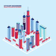 Isometric City buildings and architecture Cityscape