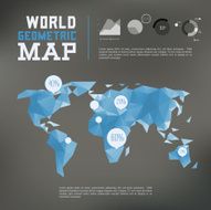 Three dimensional polygonal world map and infographics templates N2