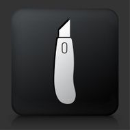 Black Square Button with Box Knife Icon