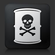 Black Square Button with Toxic Barrel Icon N2