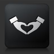 Black Square Button with Love Hands Icon