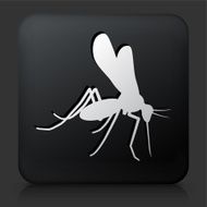 Black Square Button with Mosquito Icon