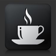 Black Square Button with Hot Cup Icon N2