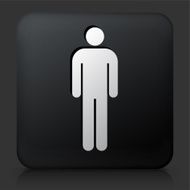 Black Square Button with Stick Figure Icon