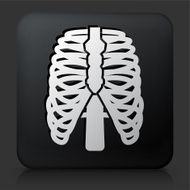 Black Square Button with Human Ribs Icon