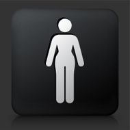 Black Square Button with Woman Stick Figure Icon