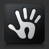 Black Square Button with Human Print Icon