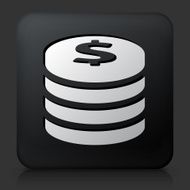 Black Square Button with Coin Stack Icon