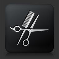 Black Square Button with Scissors and Brush