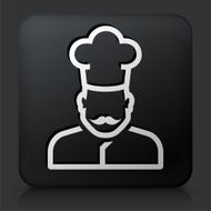 Black Square Button with Chef Face