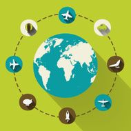 Paper clipped sticker globe transport Set