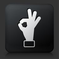 Black Square Button with Perfection Hand Icon