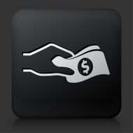 Black Square Button with Giving Money Icon