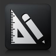 Black Square Button with Ruler &amp; Pencil