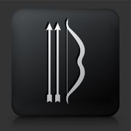 Black Square Button with One Bow and Two Arrows