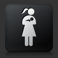 Black Square Button with Woman Nursing a Baby