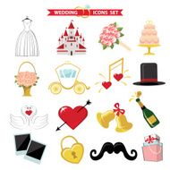 Wedding icons for Web and Mobile Retro Vector