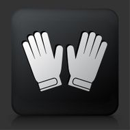 Black Square Button with Goalie Gloves Icon