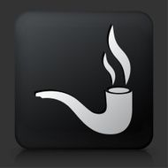 Black Square Button with Cigarette Smoking Icon N2