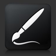 Black Square Button with Paint Brush and Stroke