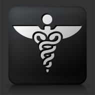 Black Square Button with Caduceus