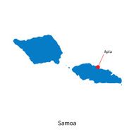 Detailed vector map of Samoa and capital city Apia N2