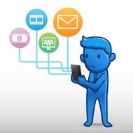 businessman social icon group element
