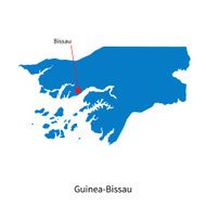 Detailed vector map of Guinea-Bissau and capital city Bissau N2