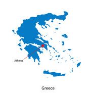 Detailed vector map of Greece and capital city Athens N2